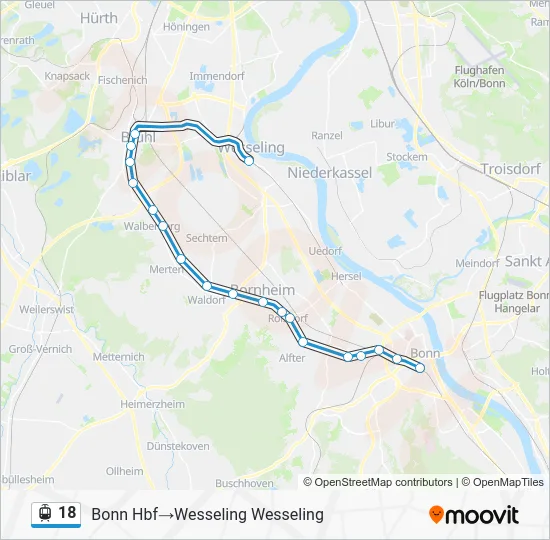 Трамвай 18: карта маршрута