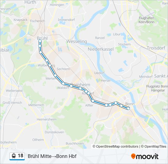 18 Route: Schedules, Stops & Maps - Brühl Mitte‎→Bonn Hbf (Updated)