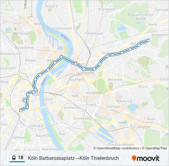 18 Route: Schedules, Stops & Maps - Köln Barbarossaplatz‎→köln 