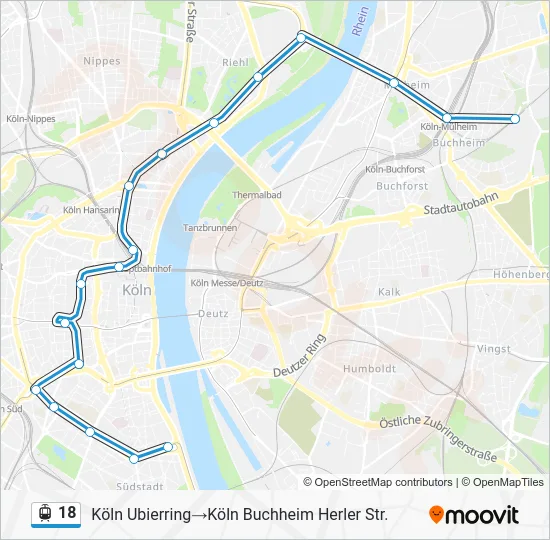 Трамвай 18: карта маршрута