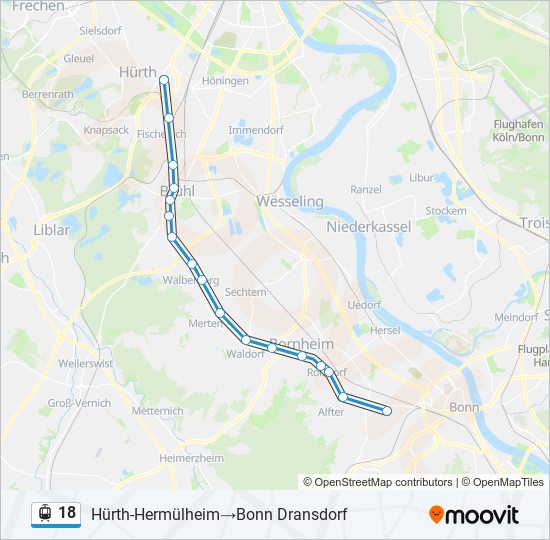 18 Route: Schedules, Stops & Maps - Hürth-Hermülheim‎→Bonn Dransdorf ...