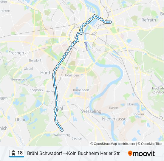 18 Route: Schedules, Stops & Maps - Brühl Schwadorf‎→Köln Buchheim ...