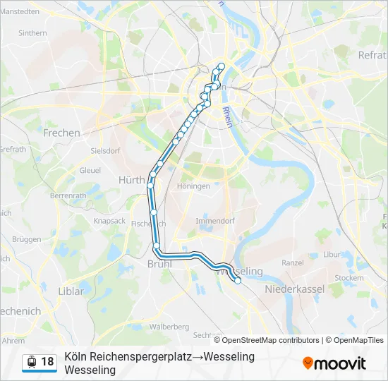 Трамвай 18: карта маршрута