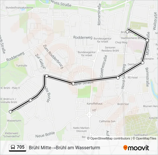 Автобус 705: карта маршрута