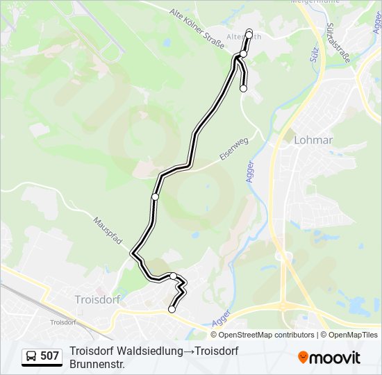 507 bus Line Map