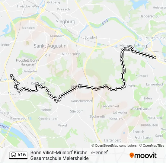 Автобус 516: карта маршрута