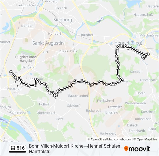 516 bus Line Map