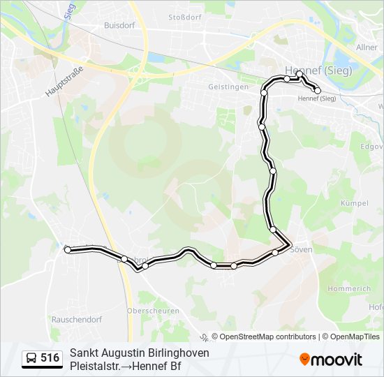 516 bus Line Map