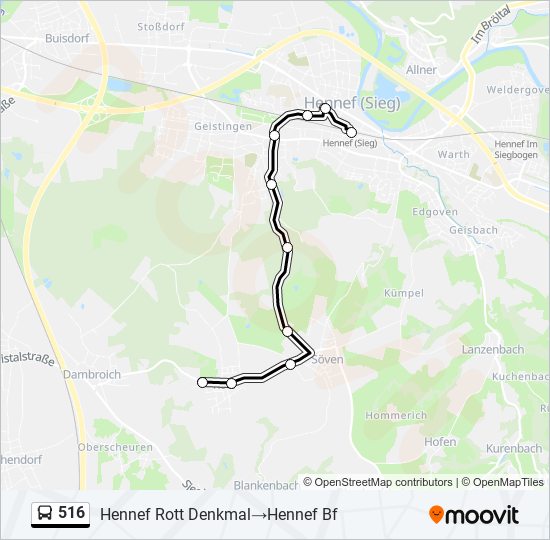 516 bus Line Map