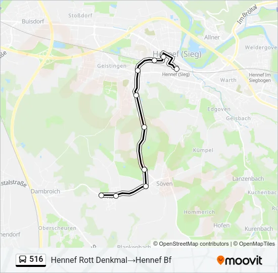 516 Bus Line Map