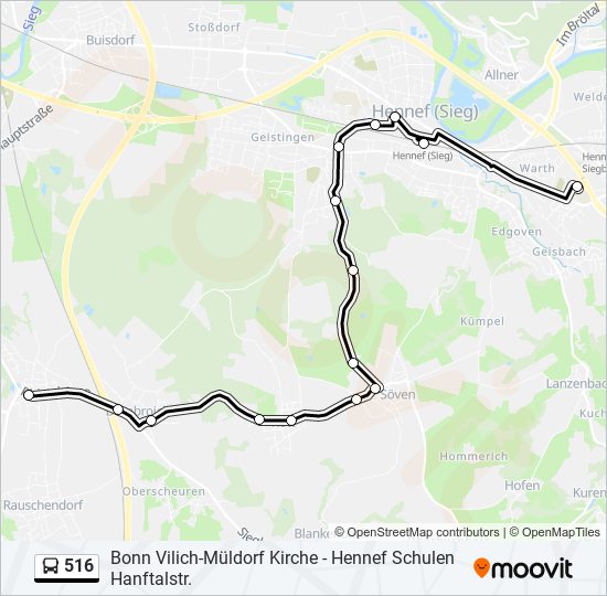 516 bus Line Map