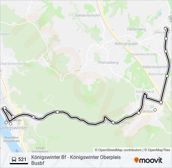 Автобус 521: карта маршрута