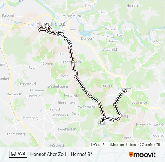 524 Bus Line Map