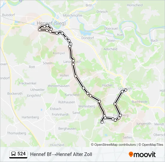 524 Bus Line Map