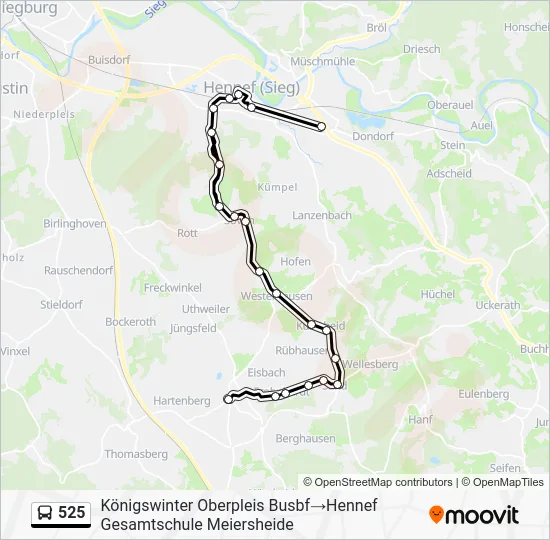 Автобус 525: карта маршрута