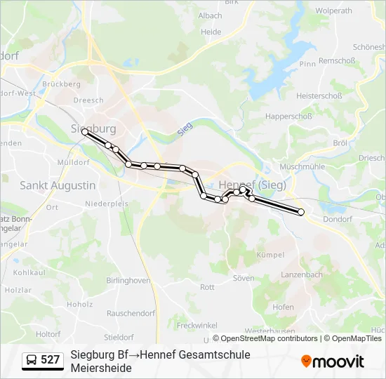 Автобус 527: карта маршрута