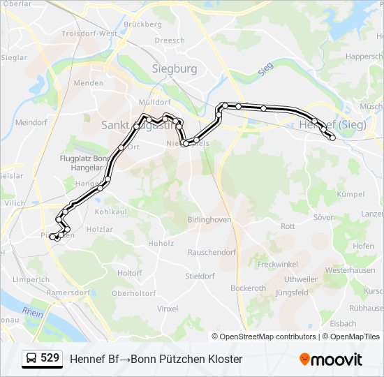 529 Route: Schedules, Stops & Maps - Hennef Bf‎→Bonn Pützchen Kloster ...