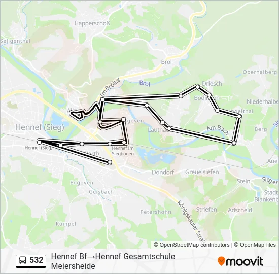 Автобус 532: карта маршрута