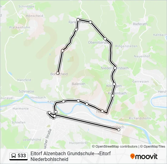 533 Bus Line Map