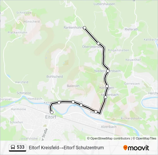 533 Bus Line Map