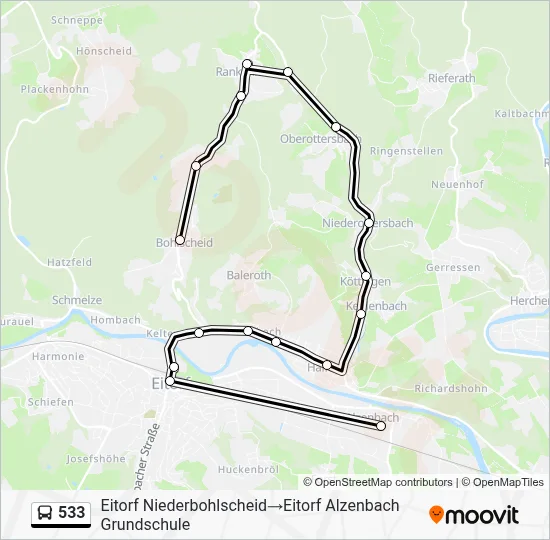 533 Bus Line Map