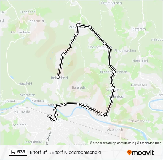 533 Bus Line Map