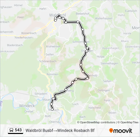 543 Bus Line Map