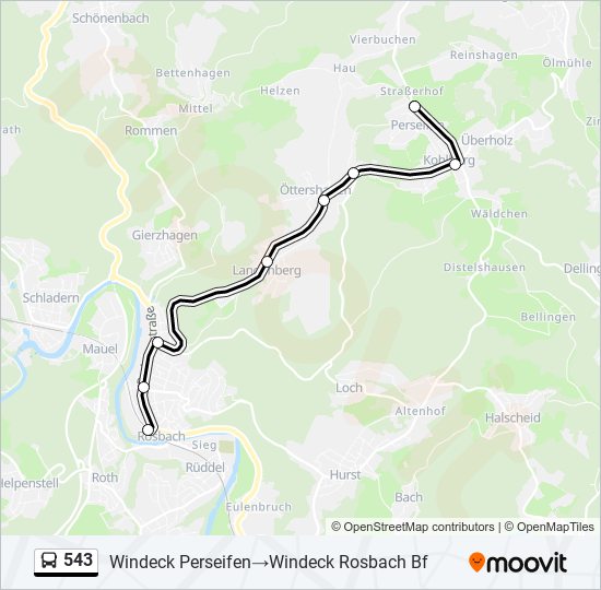 543 bus Line Map