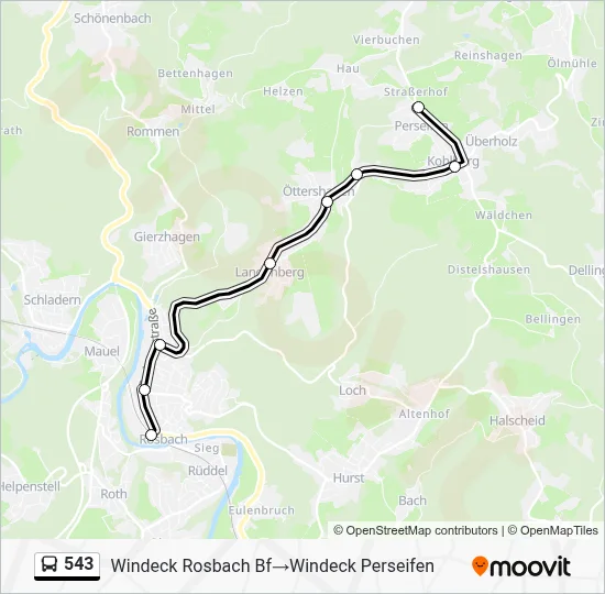 543 Bus Line Map