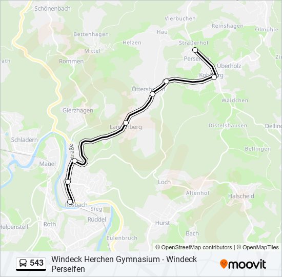 543 bus Line Map