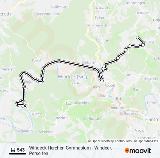 543 bus Line Map