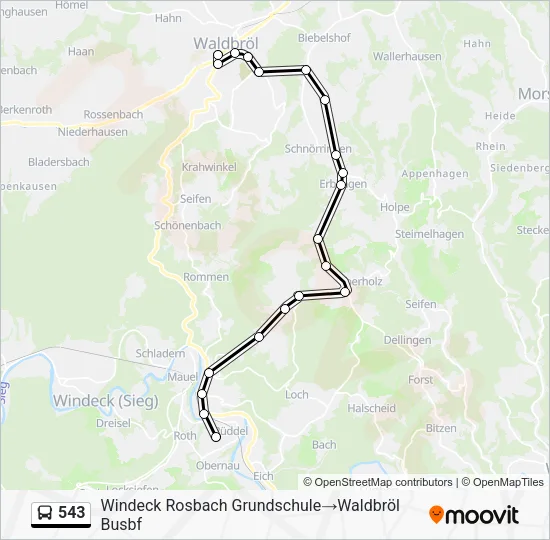 543 Bus Line Map