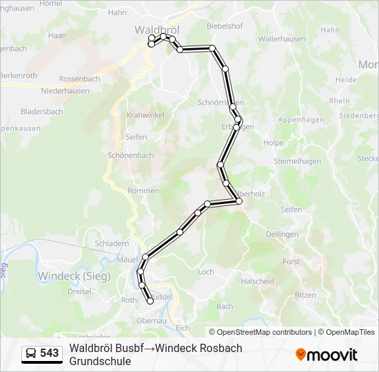 Автобус 543: карта маршрута