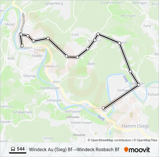 544 Bus Line Map