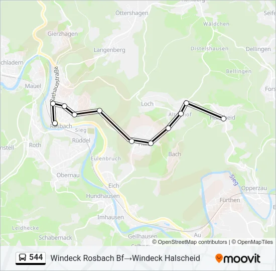 544 Bus Line Map
