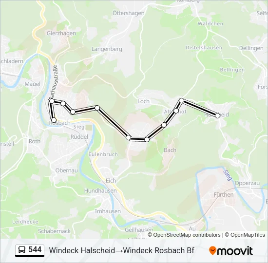 544 Bus Line Map