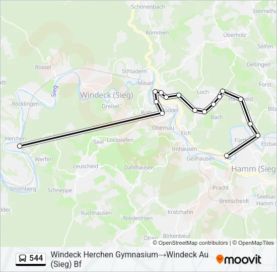 544 Bus Line Map