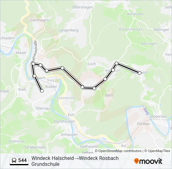 544 Bus Line Map