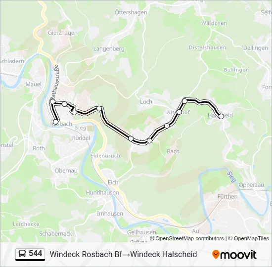 544 Bus Line Map