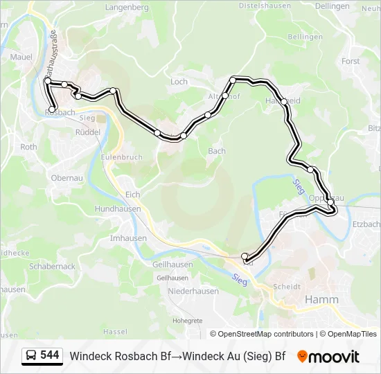 544 Bus Line Map