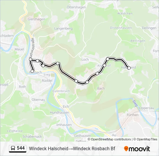 544 Bus Line Map