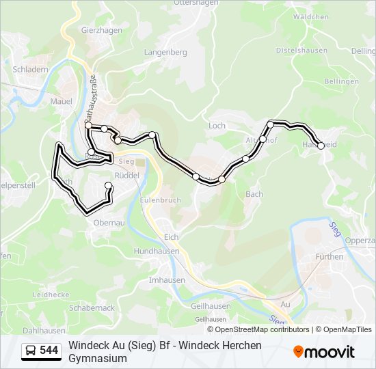 544 bus Line Map