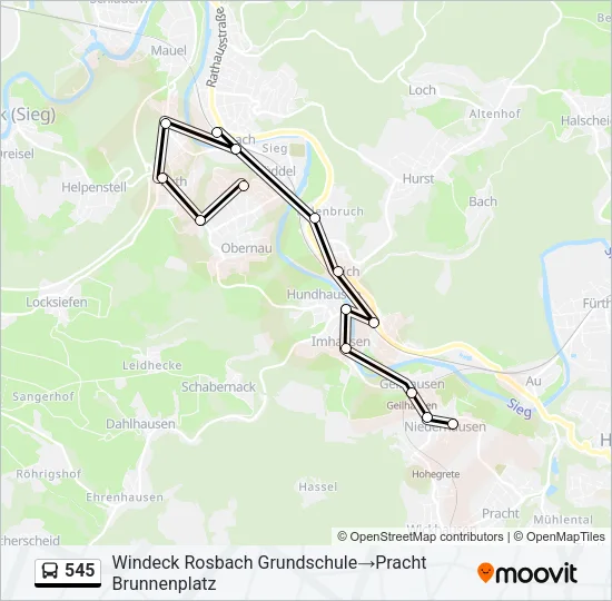 545 Bus Line Map