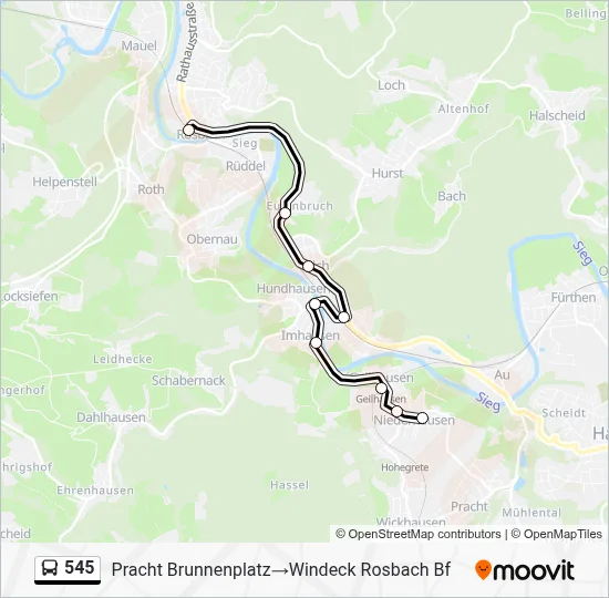 545 Bus Line Map