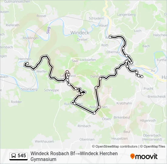 545 Bus Line Map