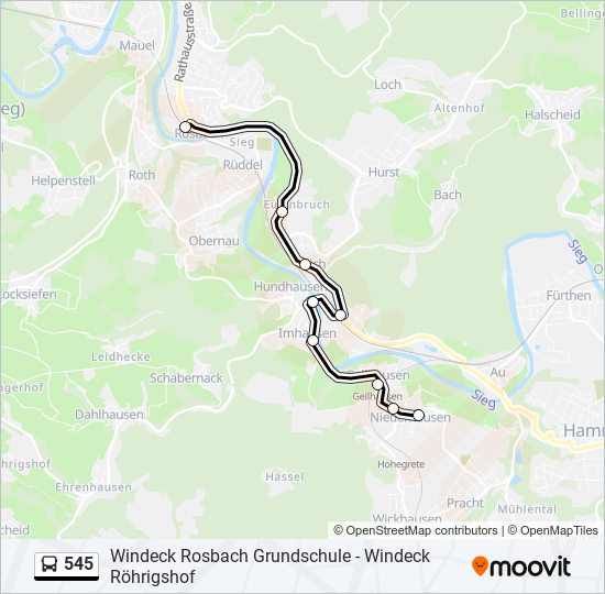 545 bus Line Map