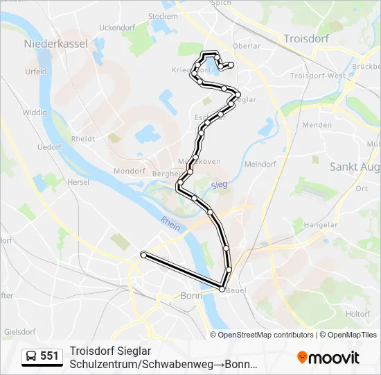 Buslinie 551 Karte