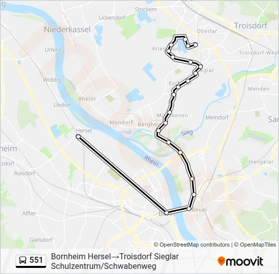 Buslinie 551 Karte
