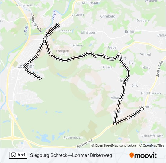 554 bus Line Map