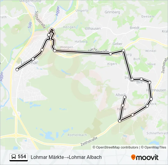 554 Bus Line Map